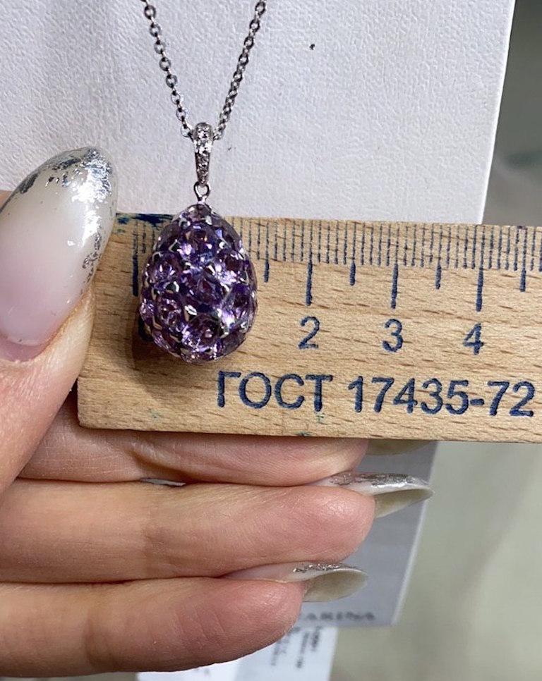 Customisable Natkina Rare Blue 5.14 Carat Topaz Diamond Drop Pendant Necklace For Sale 4