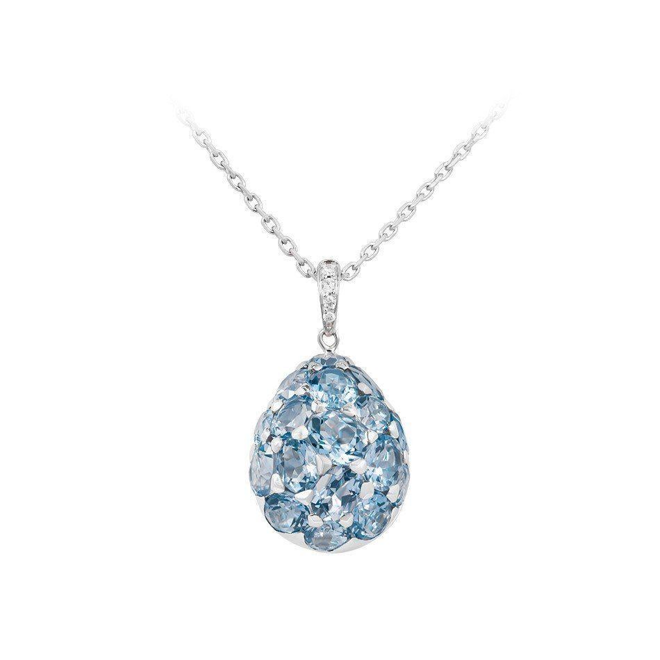 Customisable Natkina Rare Blue 5.14 Carat Topaz Diamond Drop Pendant Necklace