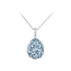 Individuell anpassbarer Natkina Seltene Blauer 5,14 Karat Topas Diamant Tropfenanhänger Halskette