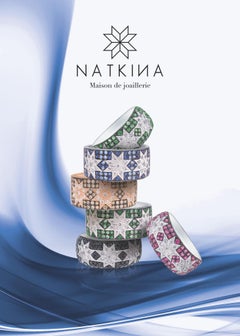 Customisable Natkina Star Sapphire / Tsavorite / Black Diamond White Gold Ring