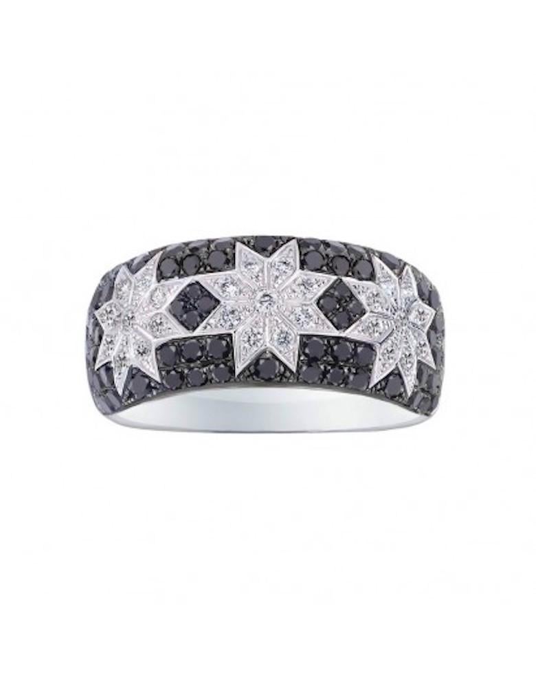 Modern Customisable Natkina Star Sapphire / Tsavorite / Black Diamond White Gold Ring For Sale