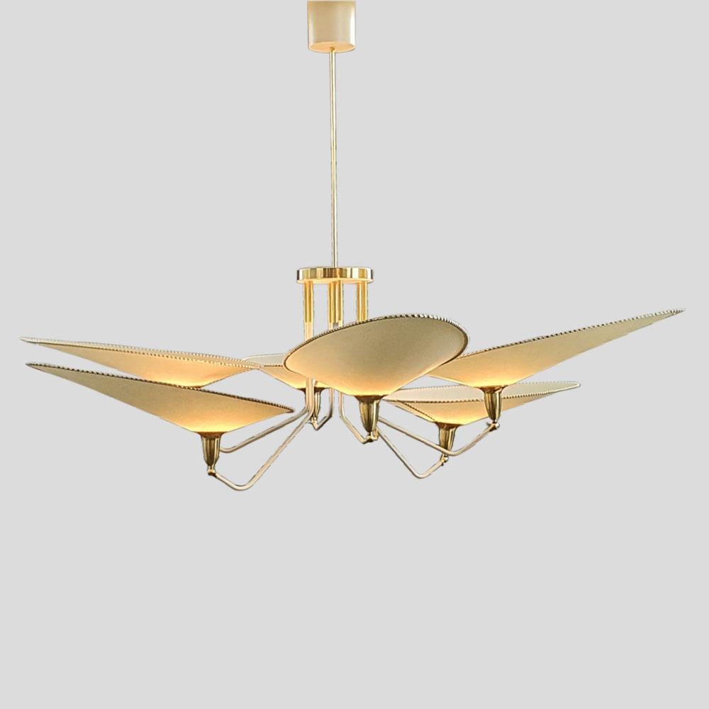 Modern Customisable Spider ceiling light brass parchment design by Diego Mardegan Italy For Sale