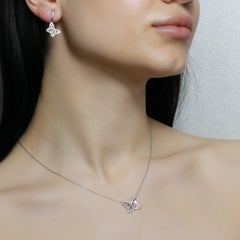 Customisable White Diamond Baguette White Gold Fashion Modern Pendant Necklace