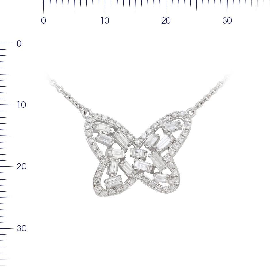Customisable White Diamond Baguette White Gold Fashion Modern Pendant Necklace In New Condition For Sale In Genève, GE