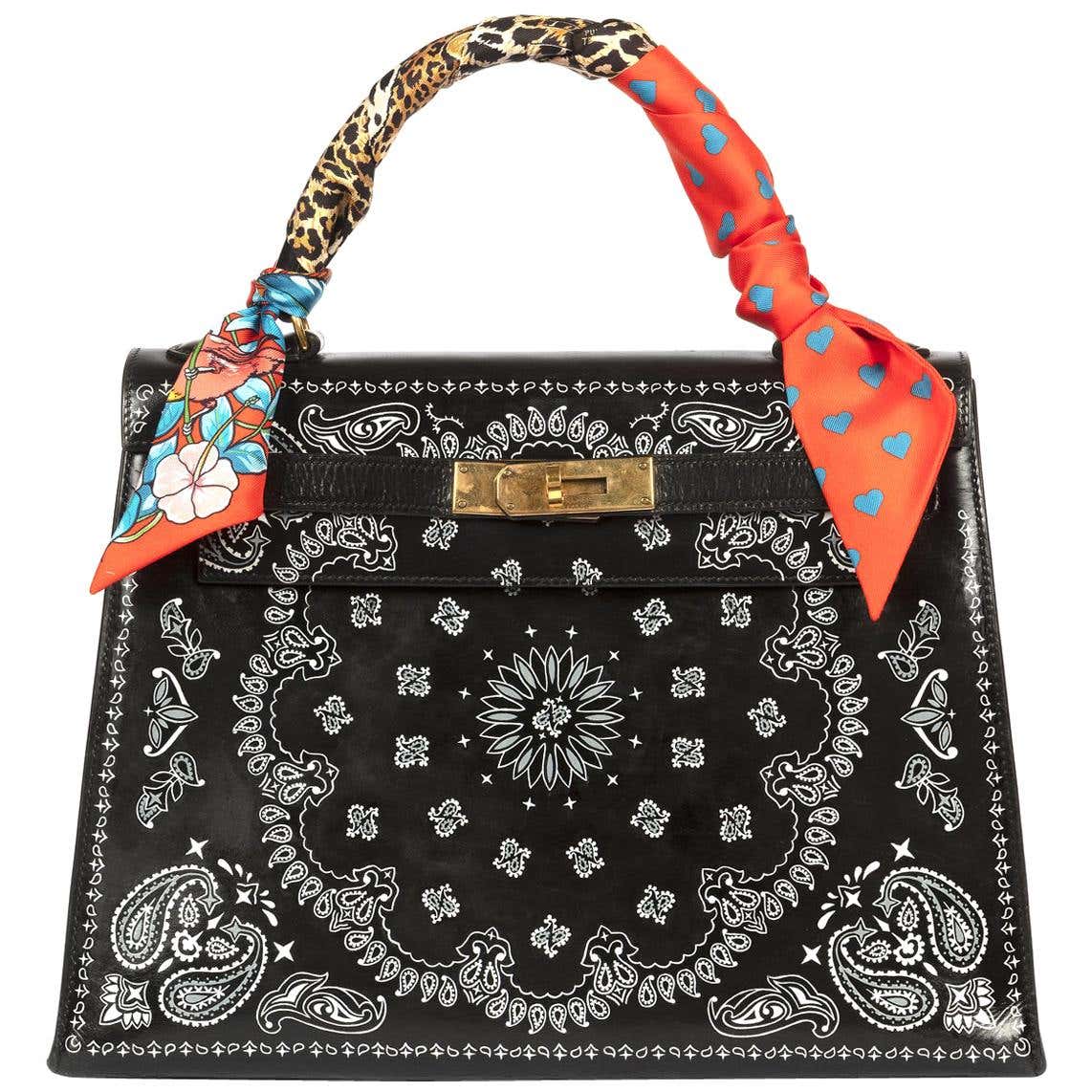 Customised Bandana Print Hermès Kelly 28 For Sale at 1stDibs | birkin