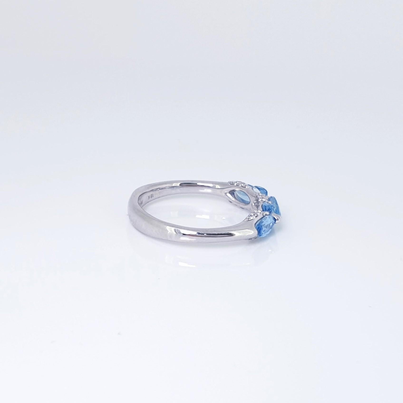 Marquise Cut Customised Santa Maria Aquamarine Diamond Ring, size 19.0mm diameter For Sale