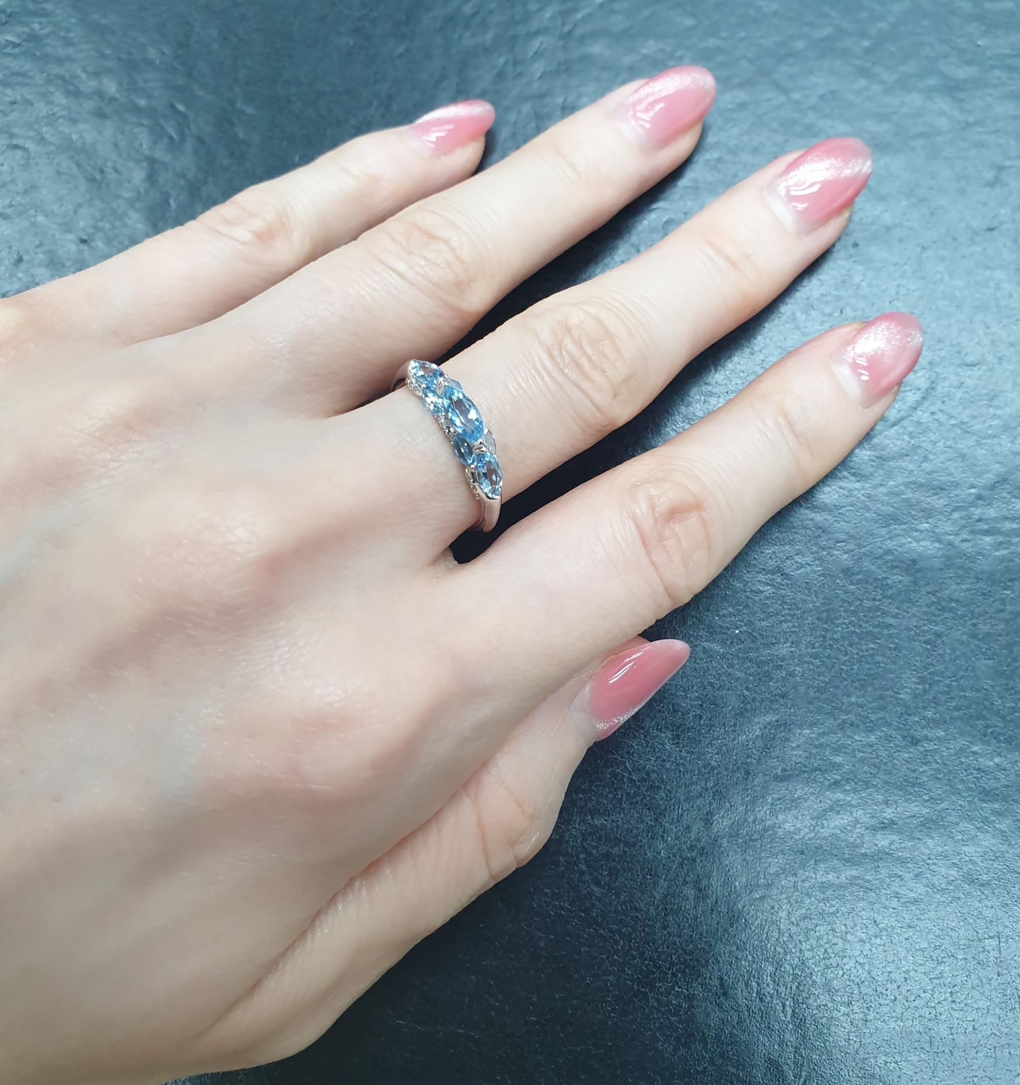 Women's Customised Santa Maria Aquamarine Diamond Ring, size 19.0mm diameter For Sale