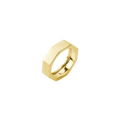 Anpassbarer achteckiger moderner Ring aus 14 Karat Gelbgold aus Satin im Unisex-Stil