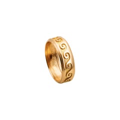 Bague de fiançailles en or jaune 18 carats à motif de vague unisexe personnalisable