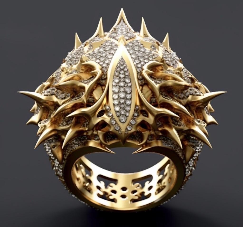 Contemporary Customizable 18k gold and diamond ring “Oceanic Reverie”  For Sale