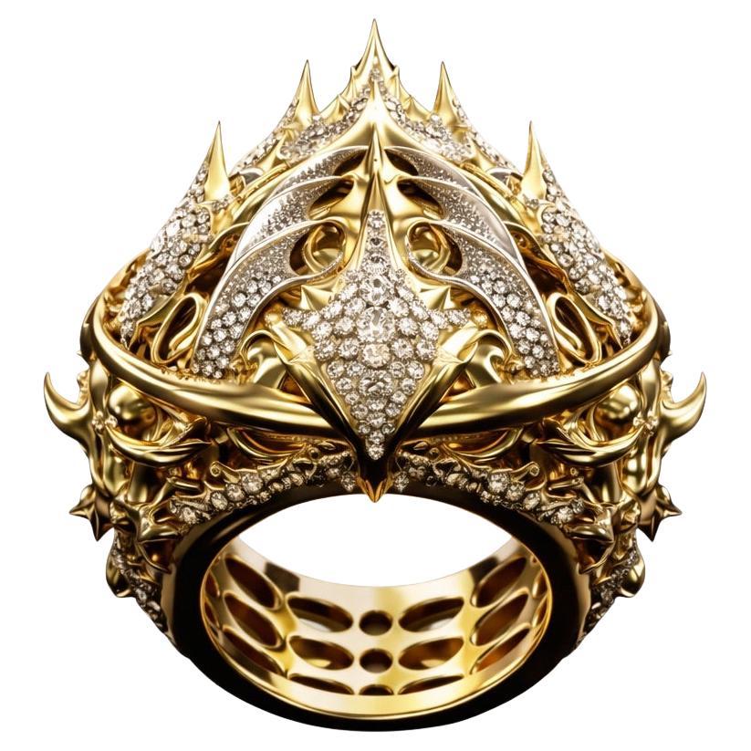 Anillo personalizable de oro de 18 quilates y diamantes "Ensueño Oceánico"