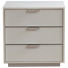 Modern 3-Drawer Leather Platform Nightstand with Champagne Oak by Ercole Home