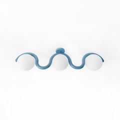 Customizable 3-Globe Flush-Mount Chandelier in Powder-Coated or Plated Steel