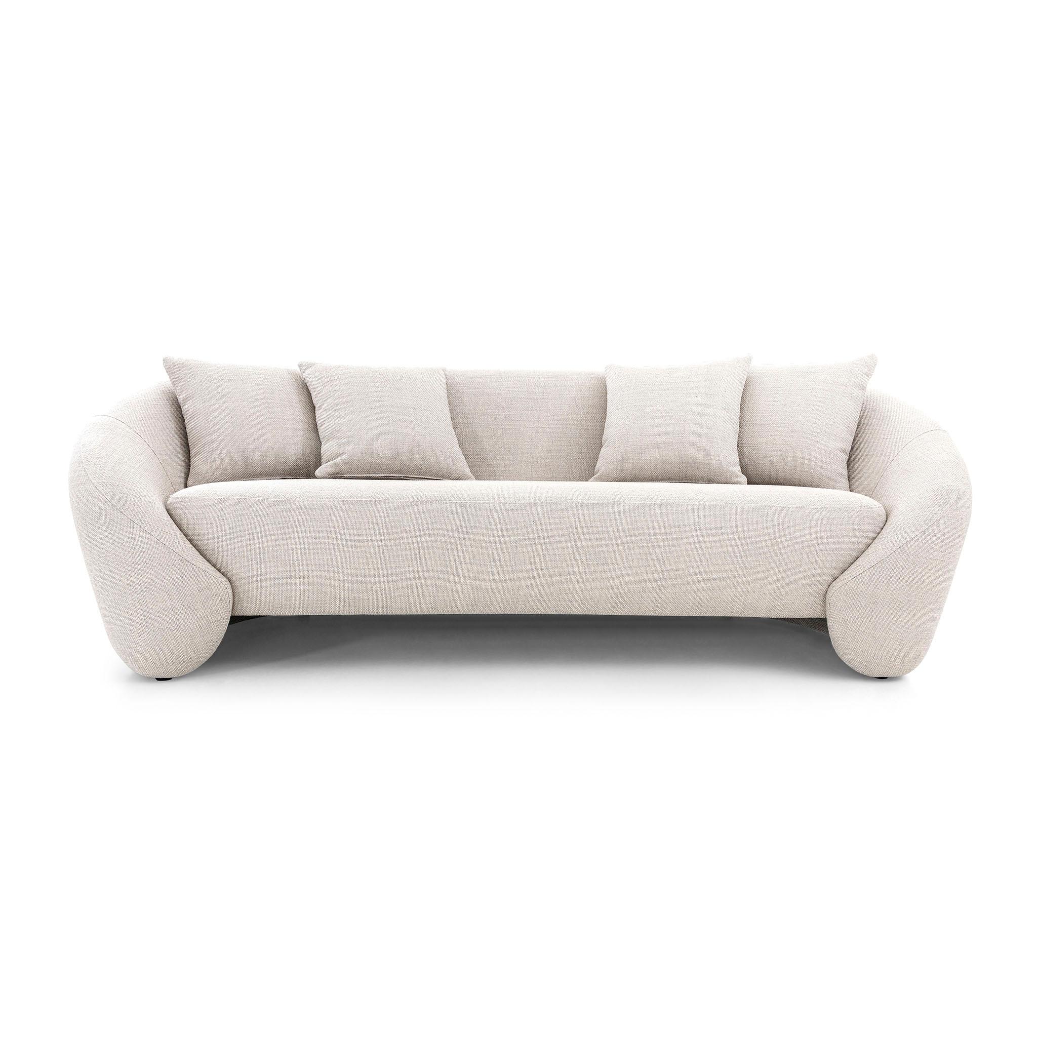 Divano a 4 posti personalizzabile con tessuto grigio chiaro e cuscini, design ad arco in vendita 7