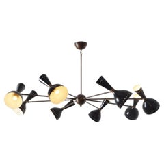 Lámpara de araña personalizable de 8 brazos y 16 luces estilo Stilnovo