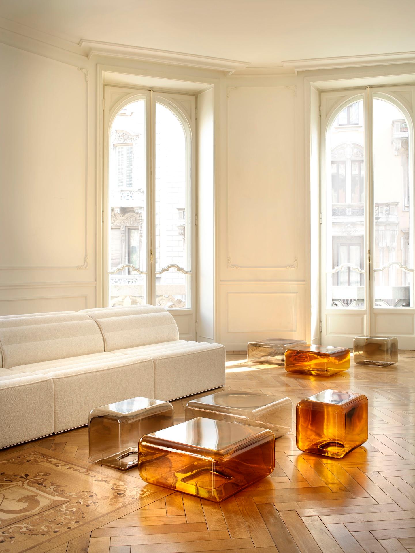 Table personnalisable Acerbis LOKUM en verre ambré de Sabine Marcelis en vente 4