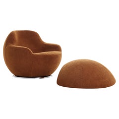 Customizable Acerbis Palla Swivel Lounge chair with ottoman by Claudio Salocchi
