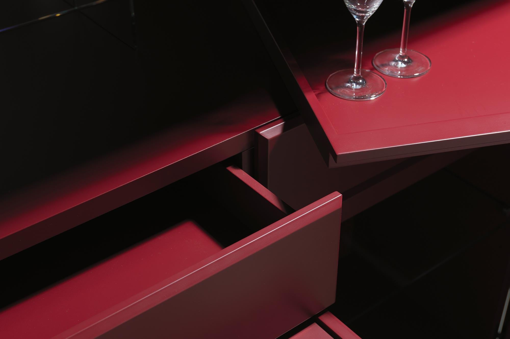 Wood Customizable Albedo ALFIERI Sideboard with Glass shelves by Carlo Cumini For Sale