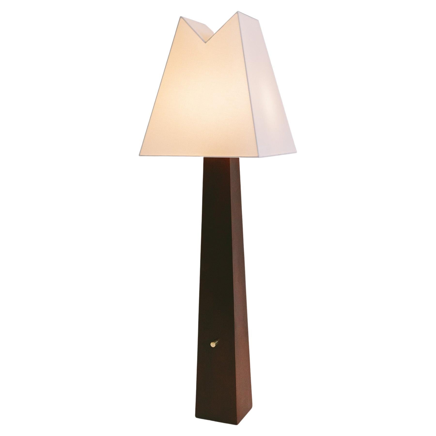 Customizable Alpine Floor Lamp in Oiled Walnut and Brass by Astraeus Clarke For Sale