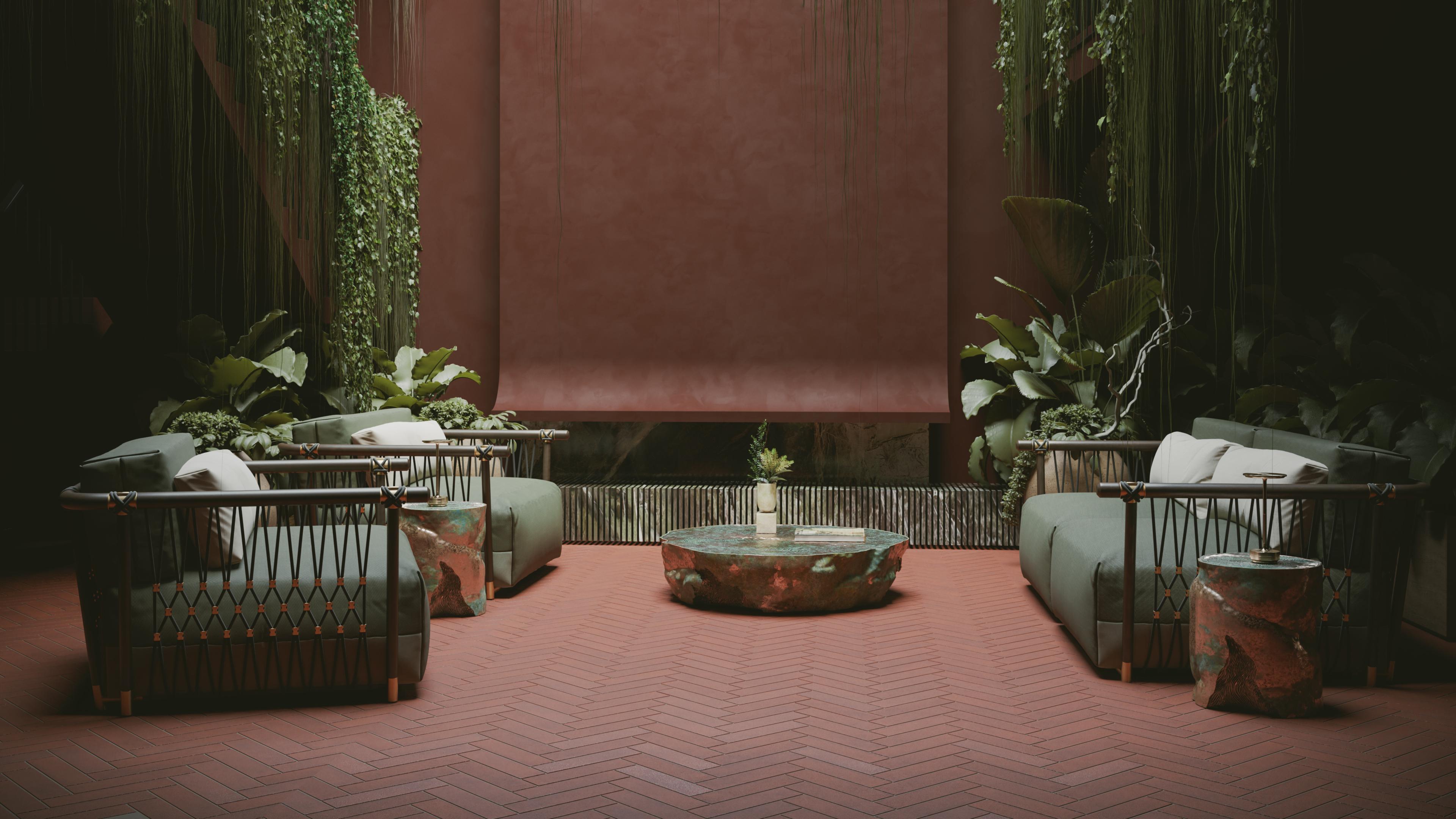 XXI secolo e contemporaneo Tavolino da caffè per esterni in alluminio personalizzabile in vendita