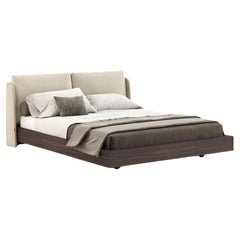 Customizable American King Bed with Upholstered Headboard and Wooden Base