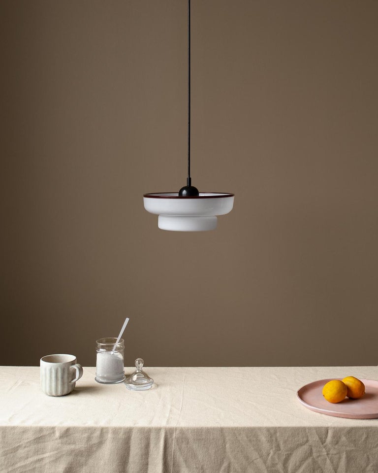 Customizable and Dimmable Glass Reverse Disc Puck Pendant by in Common