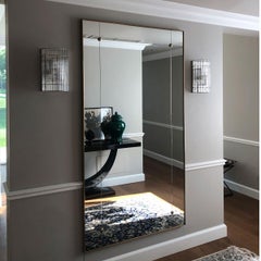 Customizable Art Deco Style Brass Frame Window Pane Look Mirror 100 X 200 CM