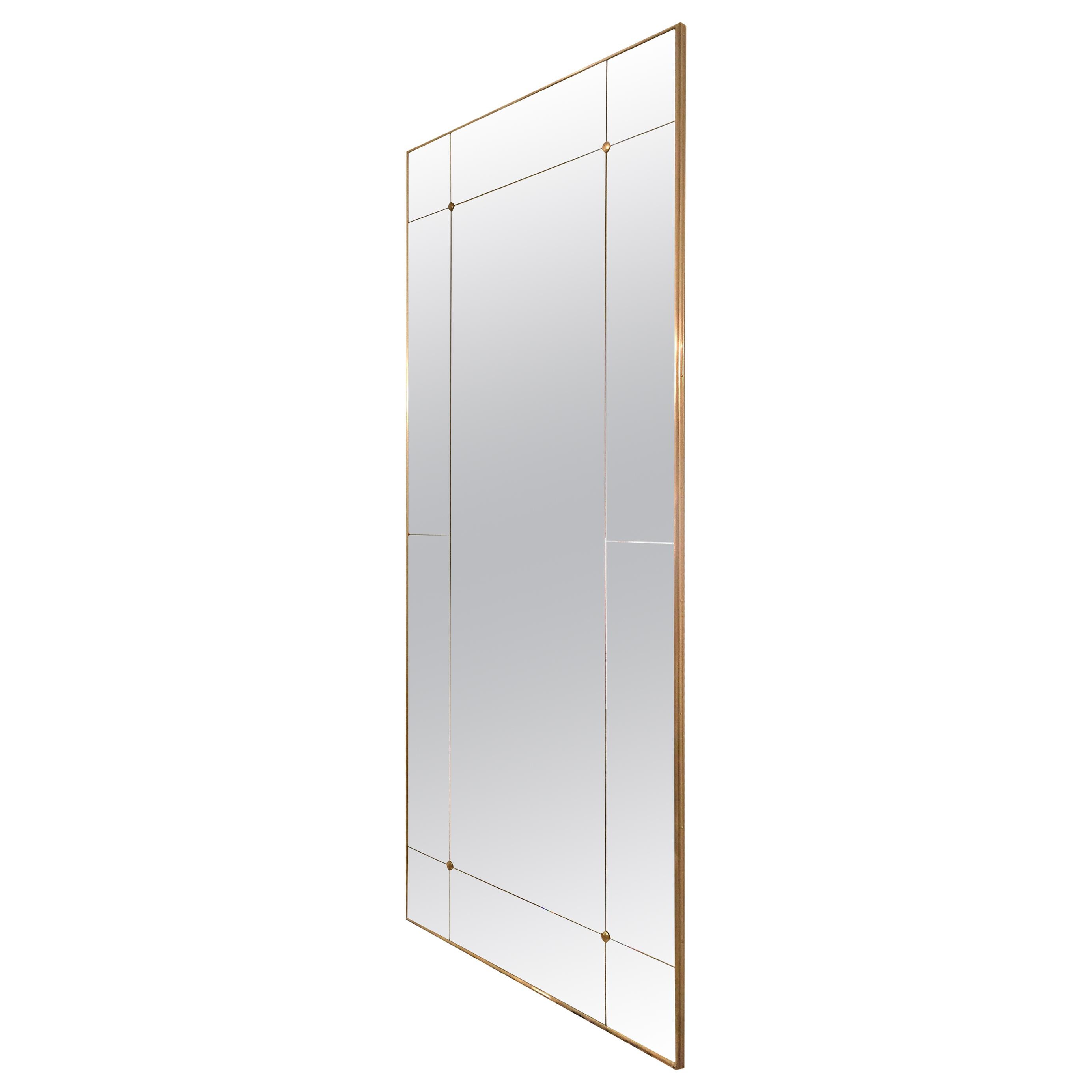 Miroir de fenêtre personnalisable de style Art Déco avec cadre en laiton 100 x 200 cm