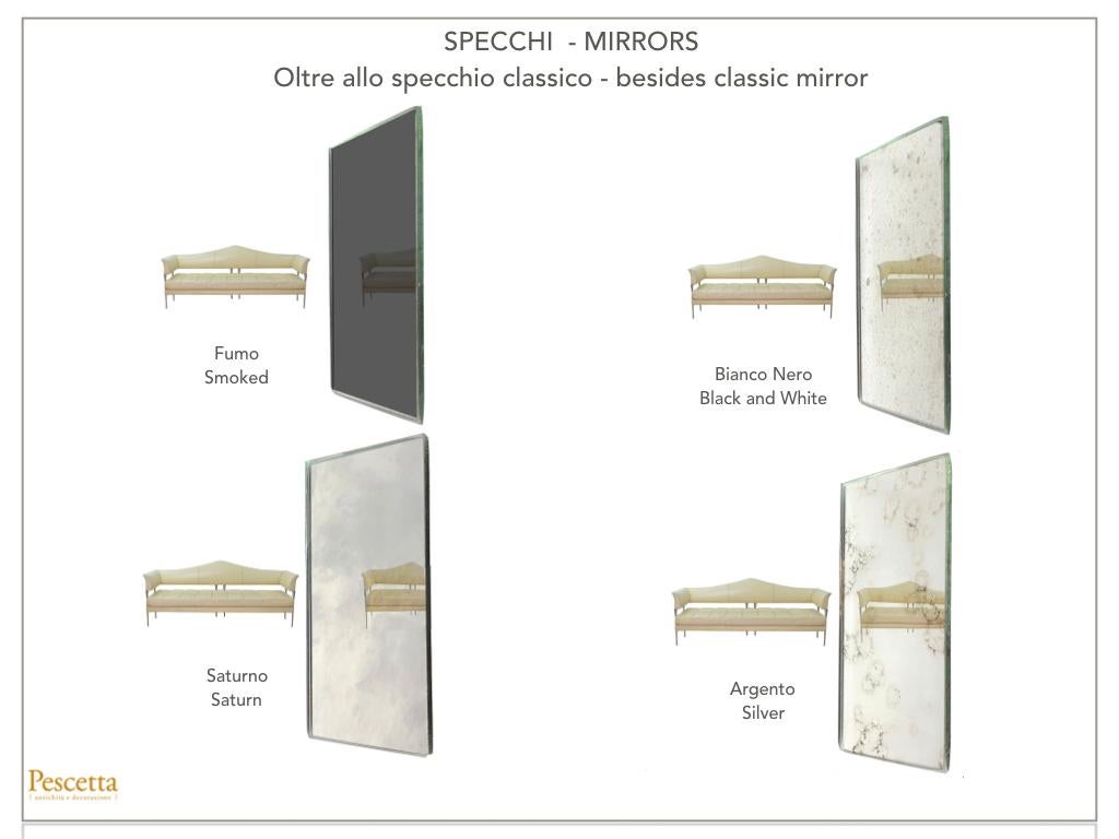 Customizable Art Deco Style Mirrored Three Panels Brass Frame Screen 11