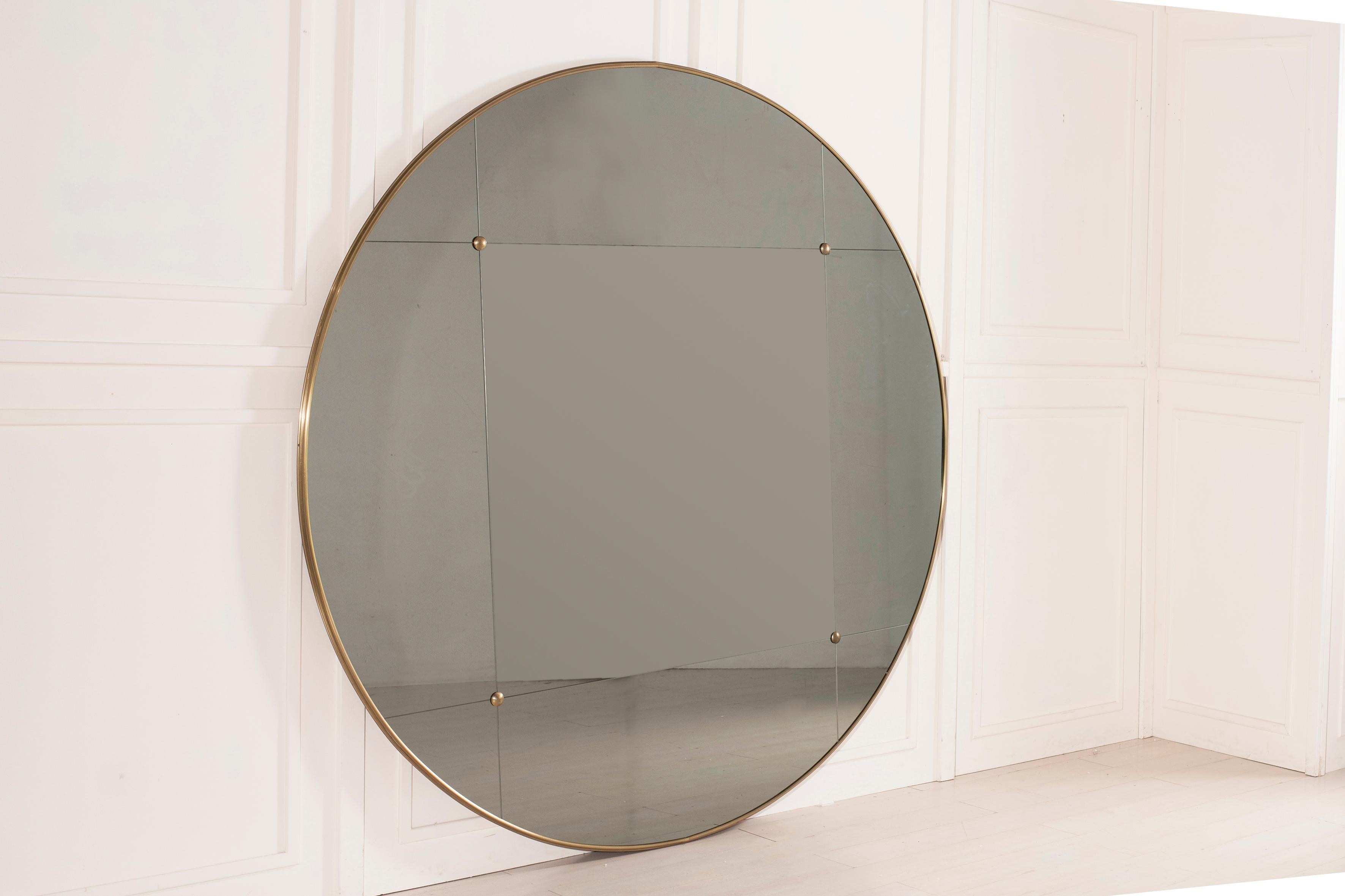 Customizable Art Deco Style Rounded Brass Frame Window Pane Look