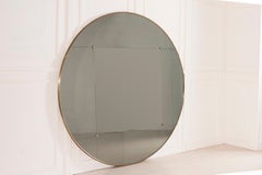 Customizable Rounded Brass Frame Window Pane Look Mirror Art Deco Style 180 cm