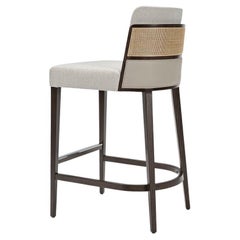 Customizable Barstool With Leather And Rattan Detailing