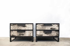 Modern Birch 2-Drawer Nightstand with Forged Metal by Ercole Home