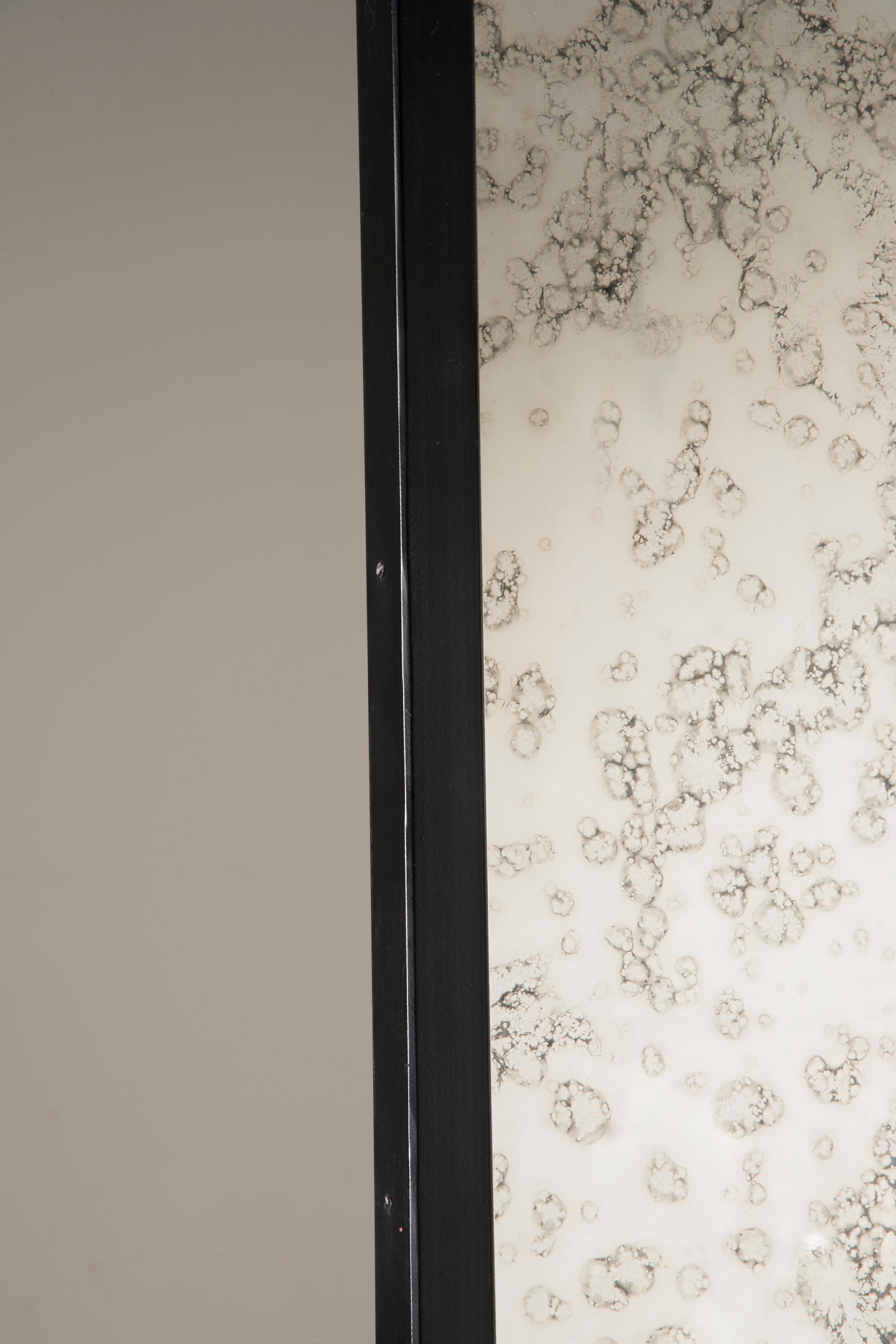 Anpassbare schwarze Eisenrahmen Distressed Effekt Glas Window Look Spiegel 100x200 (Italienisch) im Angebot