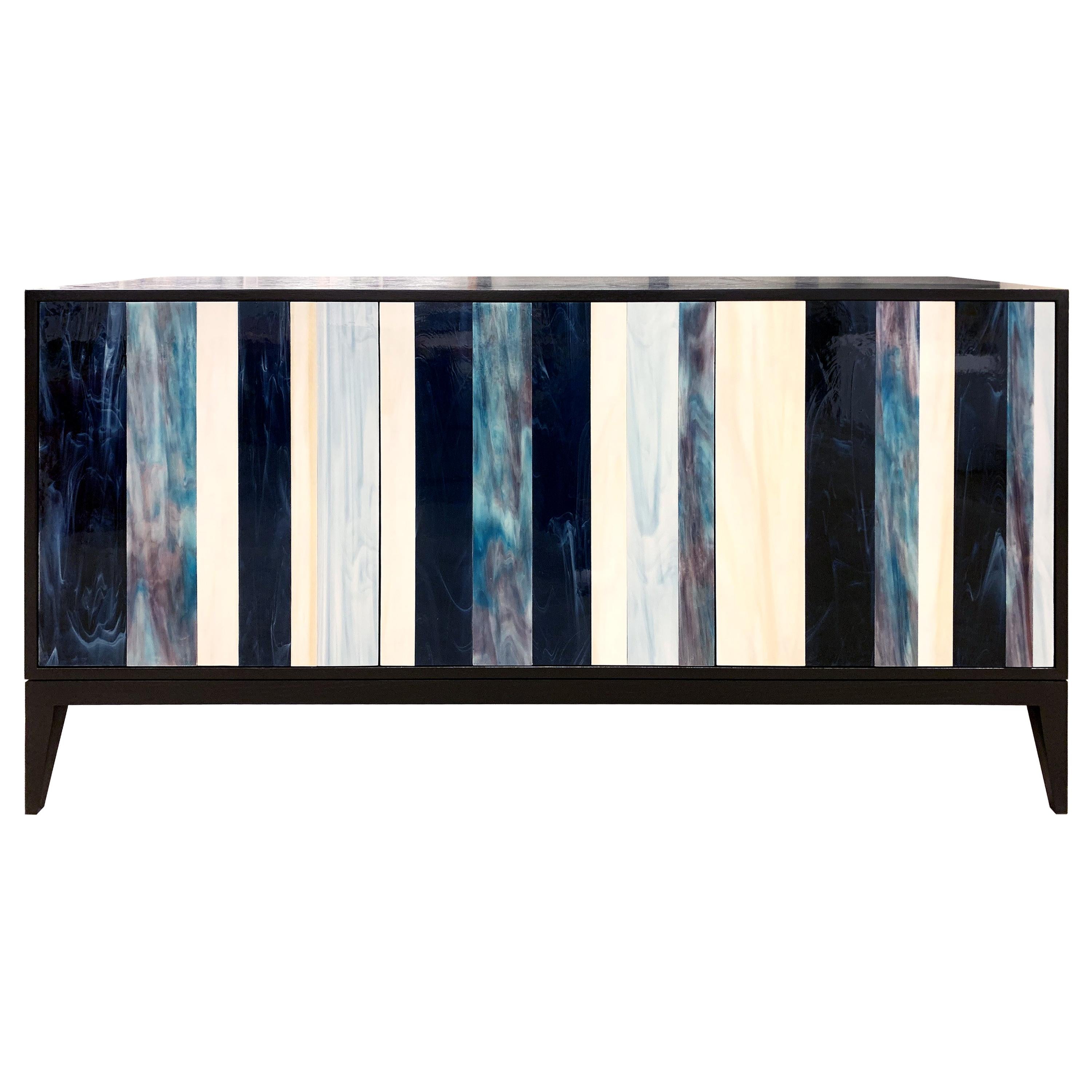 Modern Black Milano Linea Buffet in Blue/Ivory Glass Mosaic Ercole Home For  Sale at 1stDibs | milano buffet