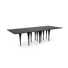 Customizable Black Oak 110-Inch Dining Table with Sculptural Base - Pin Line