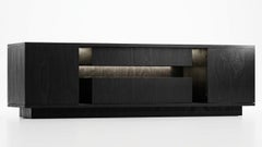 Customizable Black Oak Sideboard with Central Opening Compartment, Riva 1920