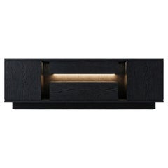 Customizable Black Oak Sideboard with Central Opening Compartment, Riva 1920