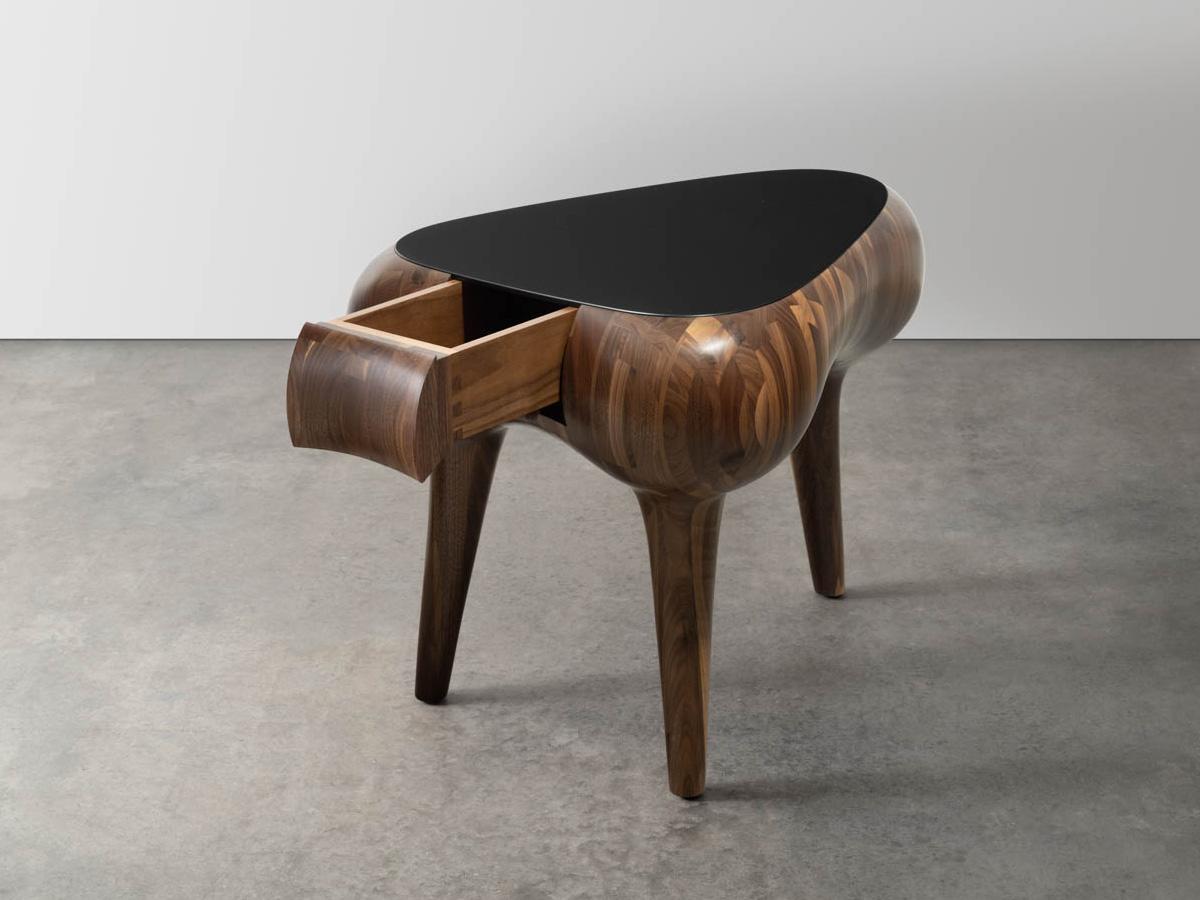 American Customizable BLOCK Wooden Side Table by Richard Haining, Shown in Walnut For Sale
