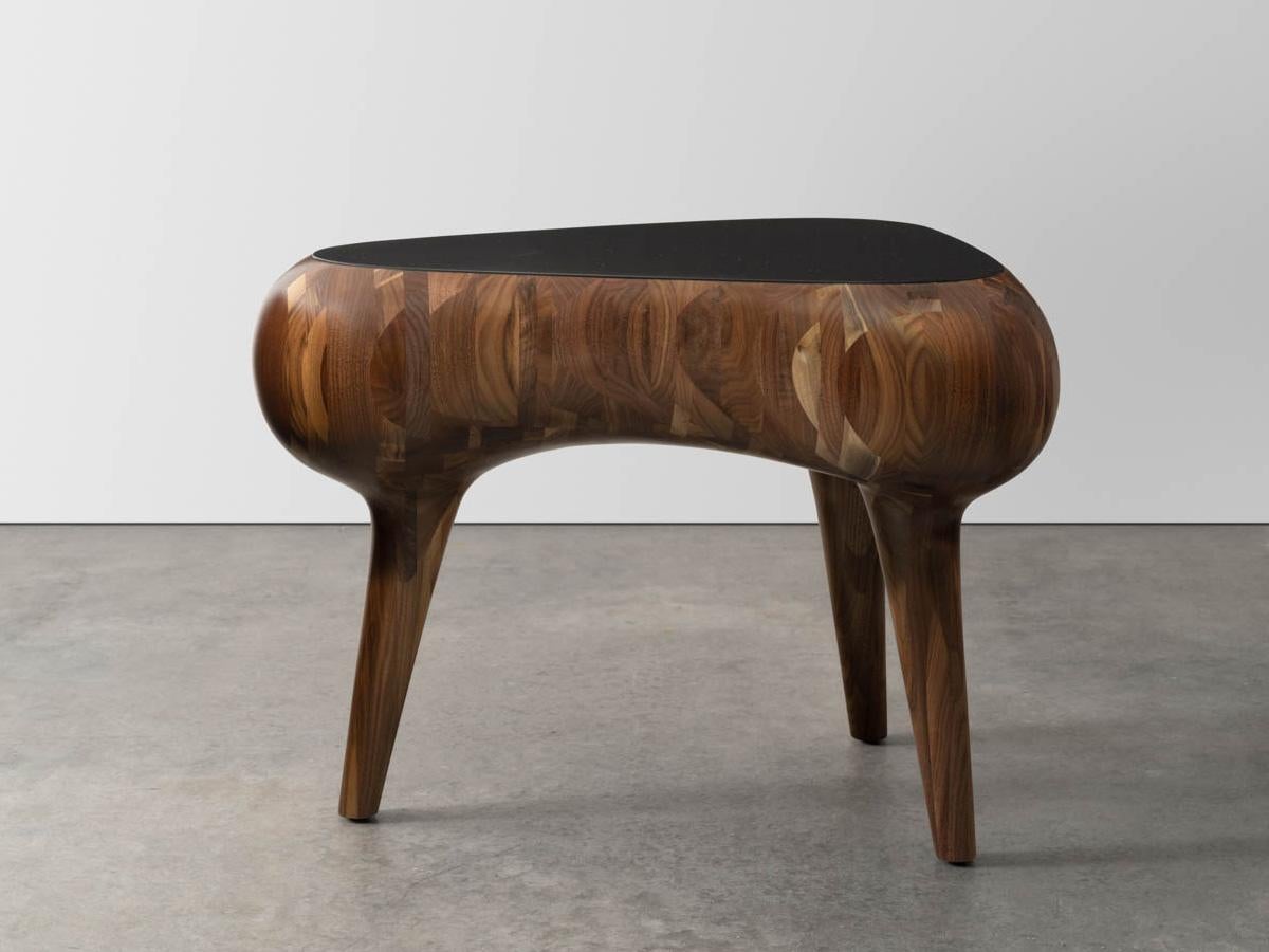 Contemporary Customizable BLOCK Wooden Side Table by Richard Haining, Shown in Walnut For Sale