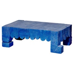 Customizable Blue Coffee Table 'Bobster' by Denholm, Limestone