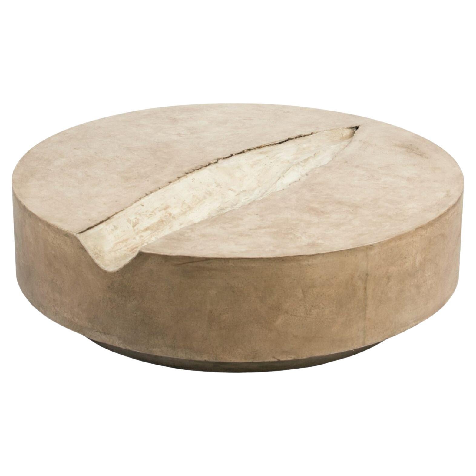 American Customizable Botanical Concrete Coffee Tables with Leaf Impressions, 'Freyja' For Sale
