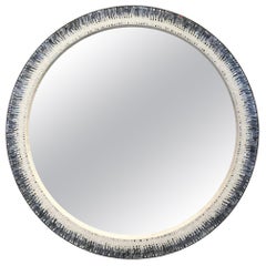 Customizable Breara Glass Mosaic Round Mirror in White and Gray by Ercole Home