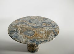 Customizable Brown Onyx Marble Dining Table with Fluted Base