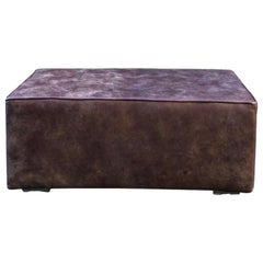 Pouf en cuir marron vintage personnalisable Disponible en autres couleurs, formes et tailles