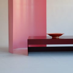 Customizable Burgundy Single Form Long, Low Coffee Table