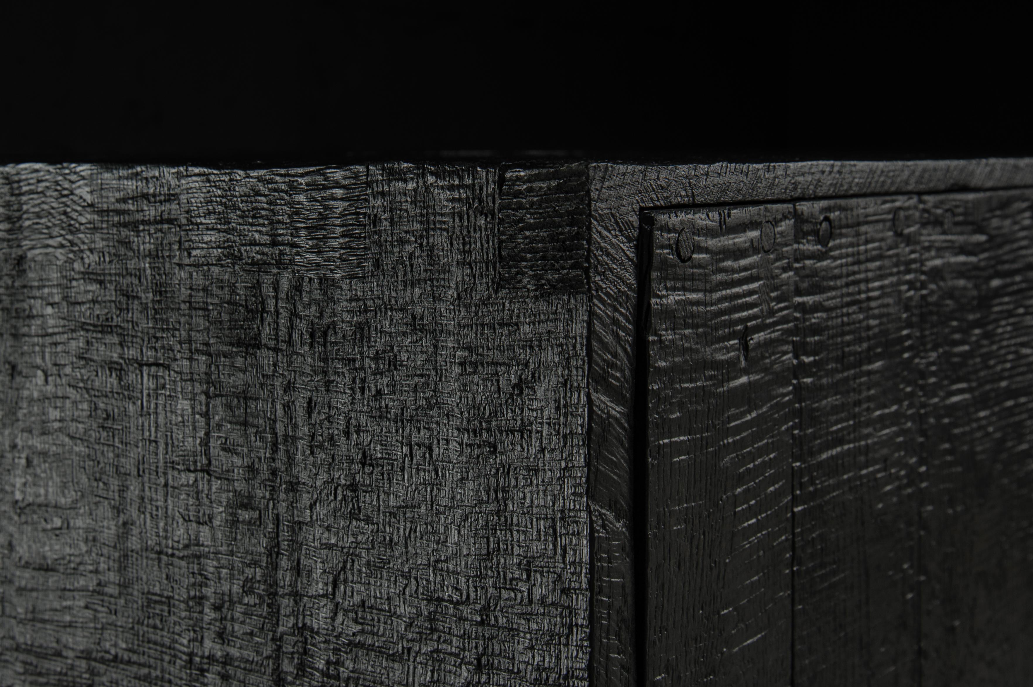 Customizable Cabinet, Sculpted Oak Wood, Black, Diamond Pattern For Sale 11