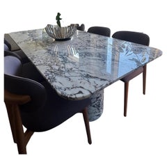 Customizable Calacatta Viola Marble Dining Table in Rectangular Design