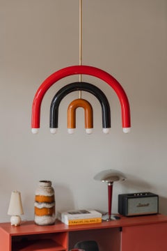 Customizable Ceramic Pedant Lamp TRN F1 red black ochre by Pani Jurek