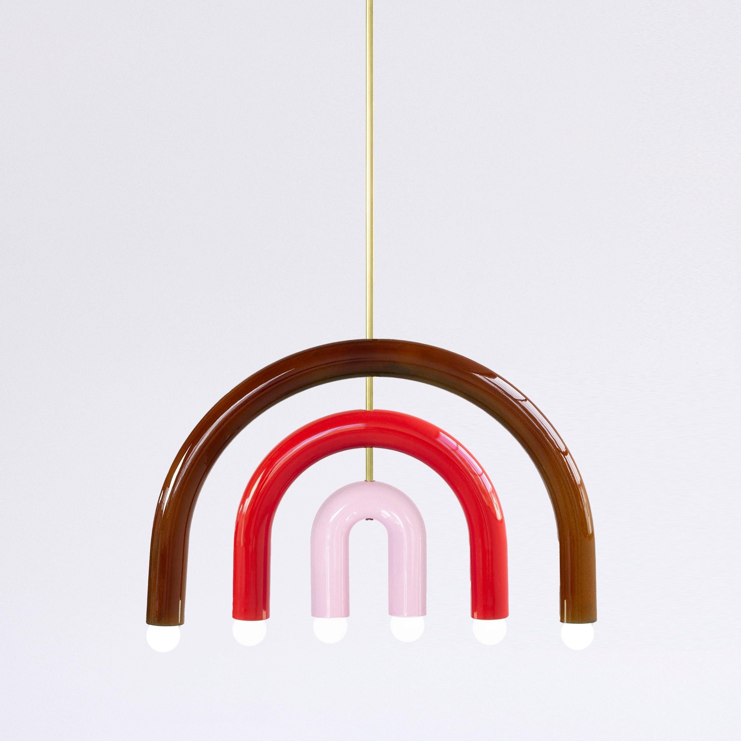 Polonais Lampe à pied personnalisable en céramique TRN F1 rouge noir ocre par Pani Jurek en vente